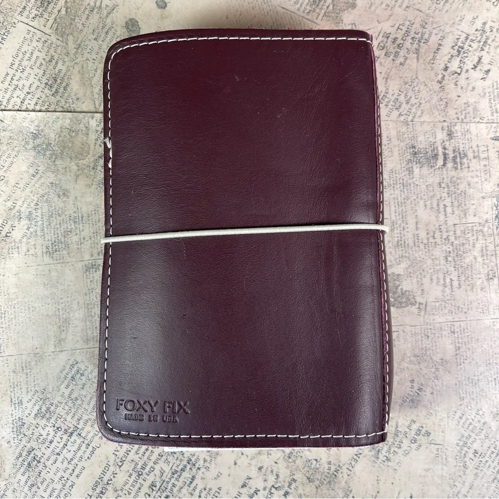 Foxy Fix Handcrafted Burgundy Wine Leather Traveler’s Notebook Cover Made USA